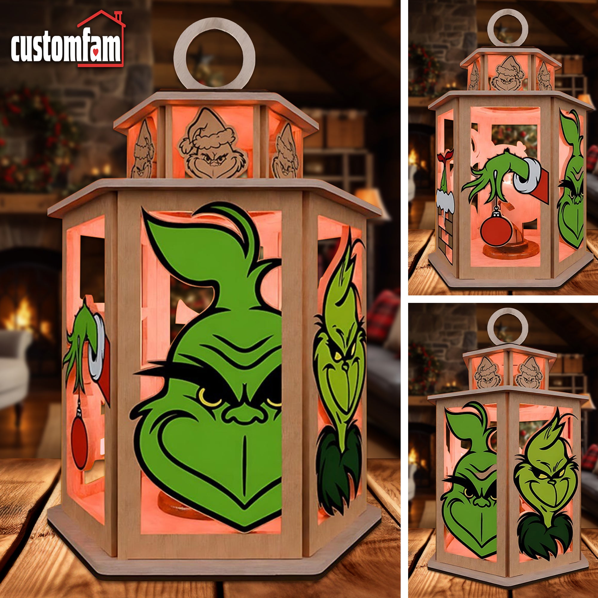 The Grinch Candle Lamp, Christmas Candle Holder, Grinch Christmas Lantern