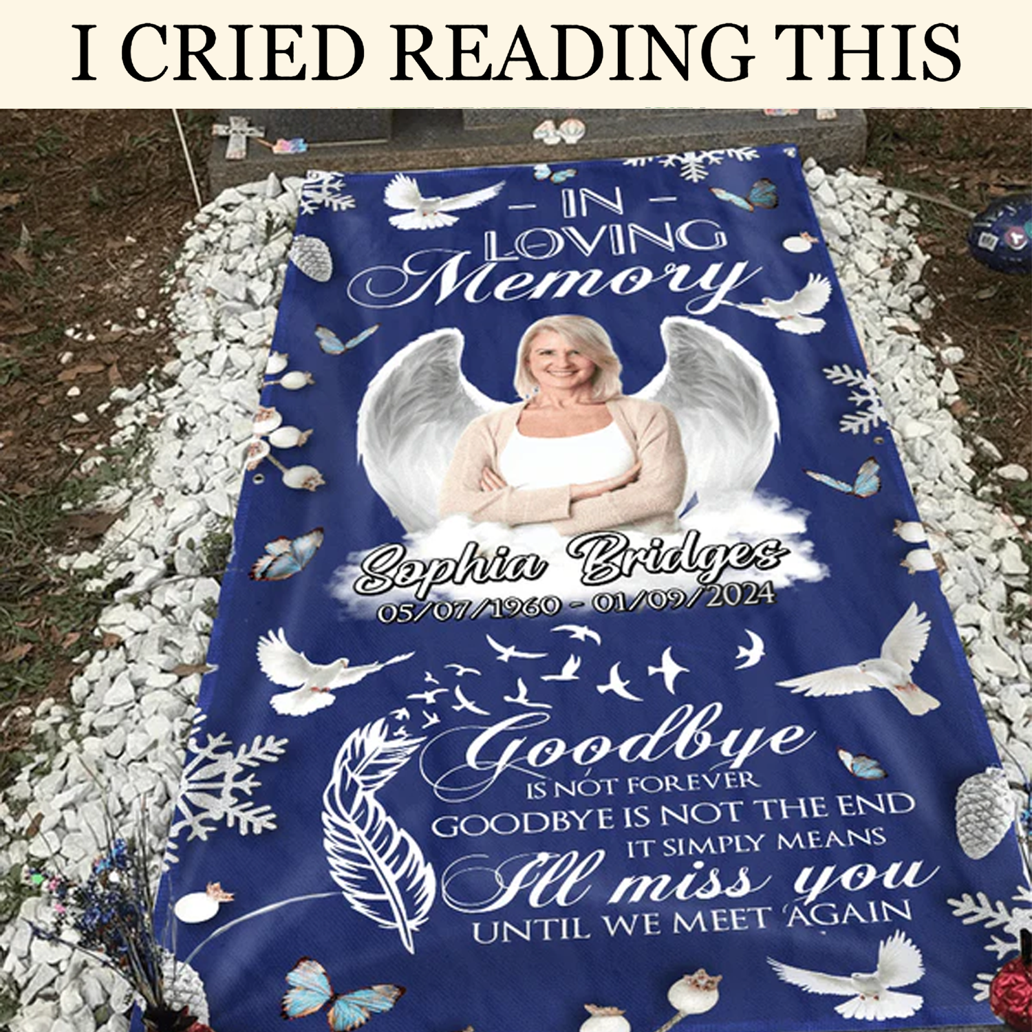 In Loving Memory Memorial Custom Gravestone Blanket, Grave Blanket, Gifts For Lost Loved Ones