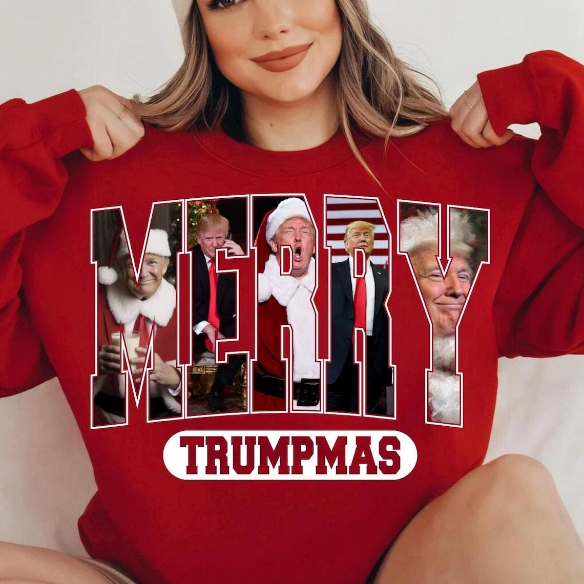 Merry Trumpmas Trump 2024 Funny Christmas Sweatshirt, Funny Political Shirts