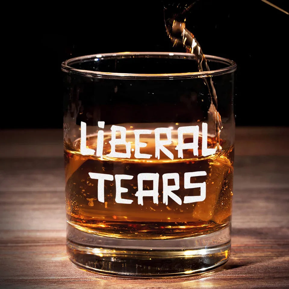 Trump2024 Liberal Tear Whiskey Glass, Old Fashioned Glass, Patriots Gifts, Cool Christmas Gifts For Dad