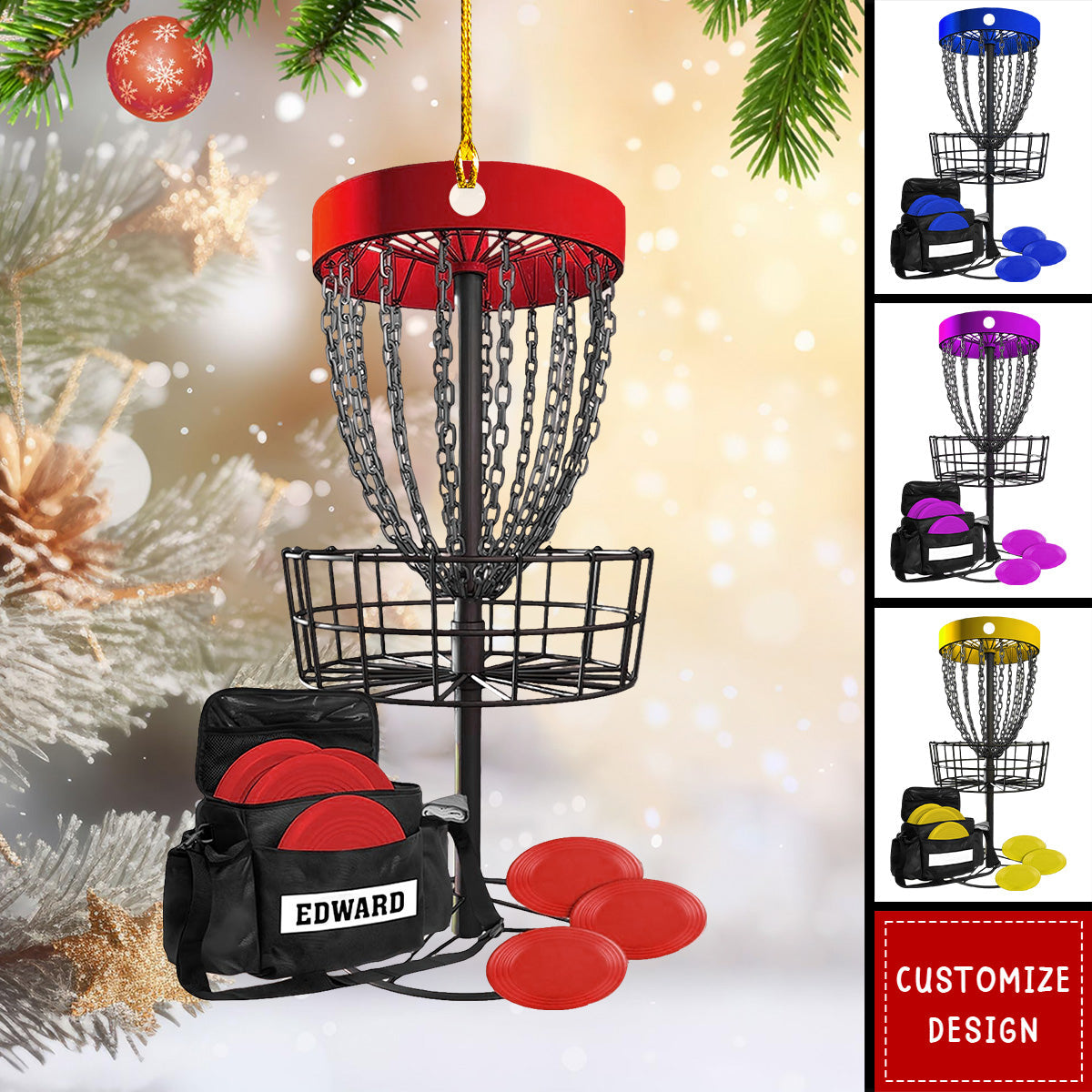 Personalized Disc Golf Acrylic Christmas Ornament, Gifts For Disc Golfers