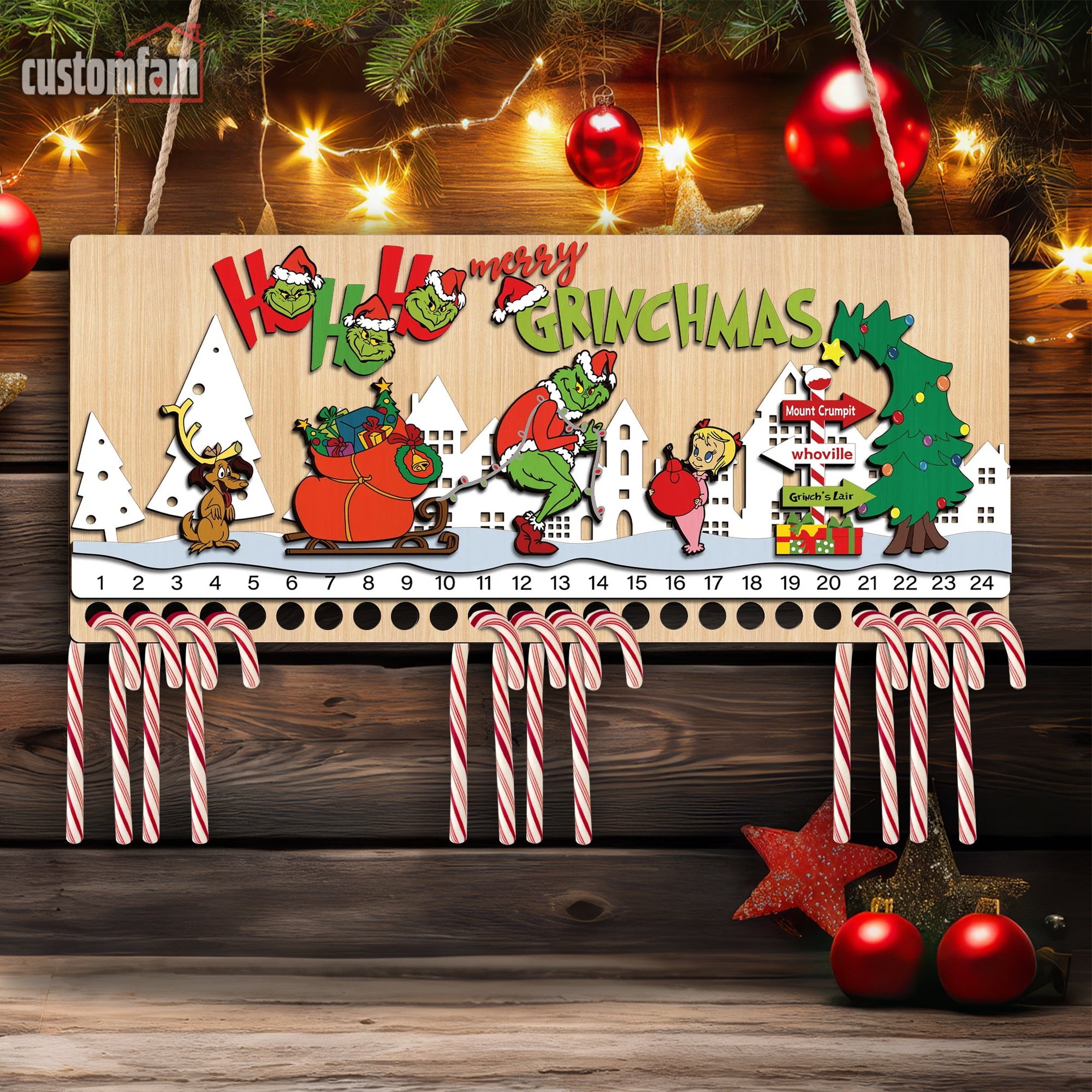 Day Until Christmas Grinch Countdown Wood Sign, Xmas Calendar Countdown