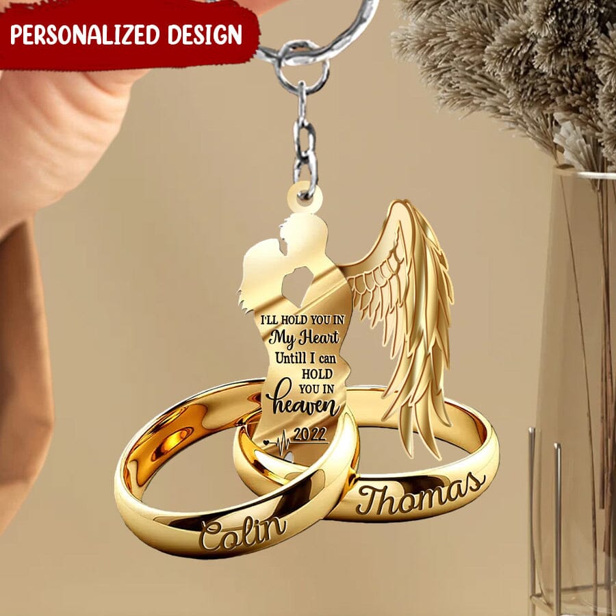 I'll Hold You In My Heart Until I Can Hold You In Heaven Couple Acrylic Keychain, Memorial Couple Keychain, Valentine Gifts