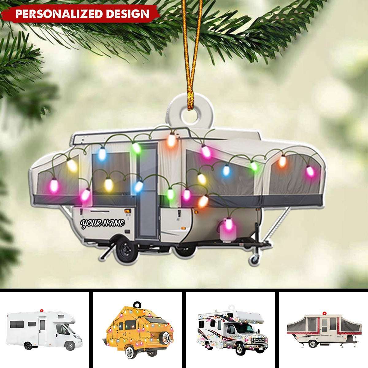 Personalized Camping Car Acrylic Christmas Ornament, Gifts For Camping Lovers