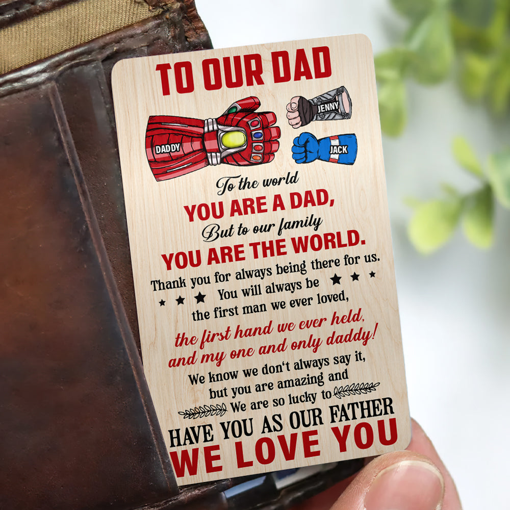 You Are The World To Our Family Mom/Dad Superheroes Card, Personalized Wallet Card, Mothers Day Gift, Fathers Day Gift