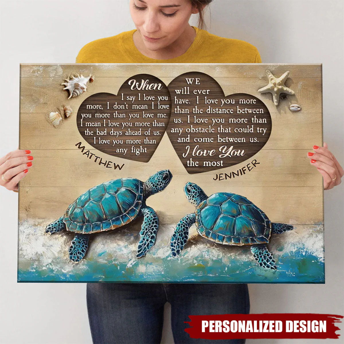 When I Say I Love You Sea Turtle Couple Poster, Couple Poster Wall Art, Personalized Gift For Couple