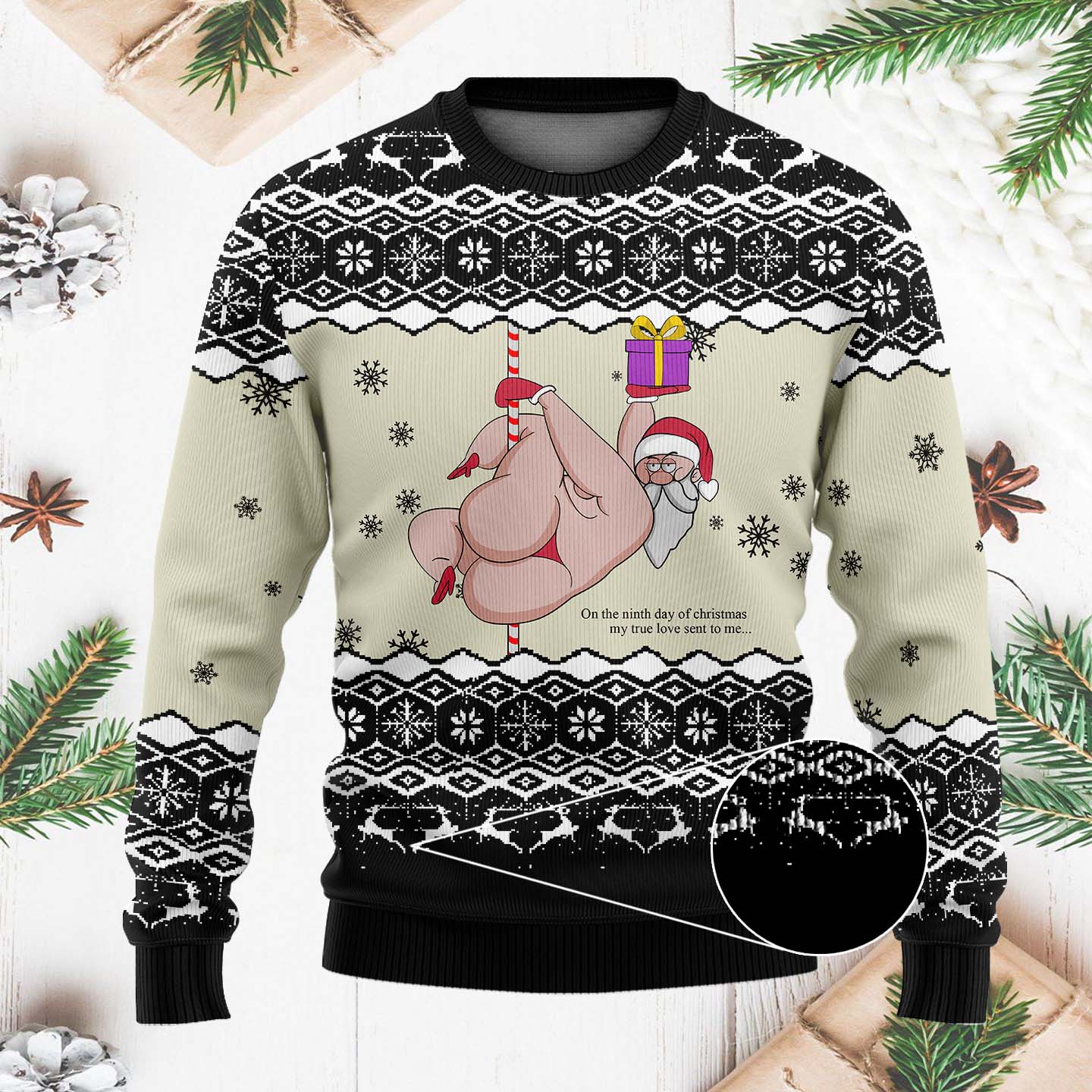 Santa Pole Dancing Funny Christmas Ugly Sweater, Naughty Christmas Sweaters, Christmas Gifts