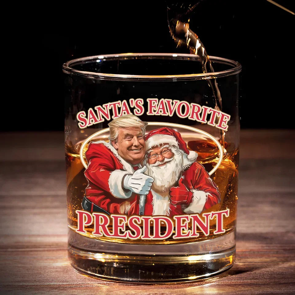 Santa's Favorite 47th US President Whiskey Glass, Trump President Wine Glasses