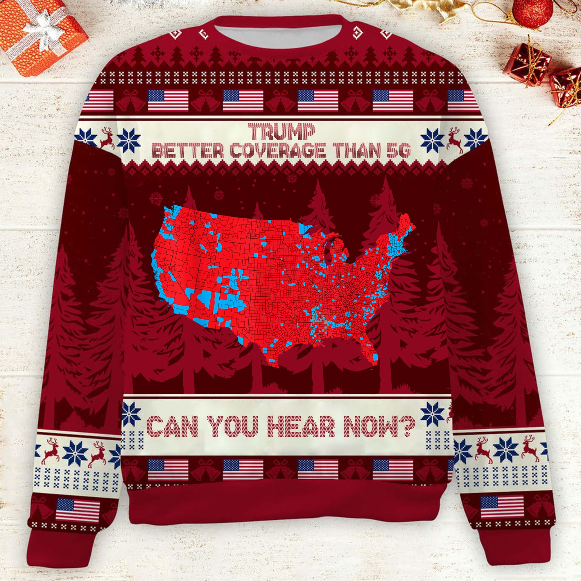 Can You Hear Now Trump2024 Funny Christmas Ugly Sweater, Funny Political Shirts