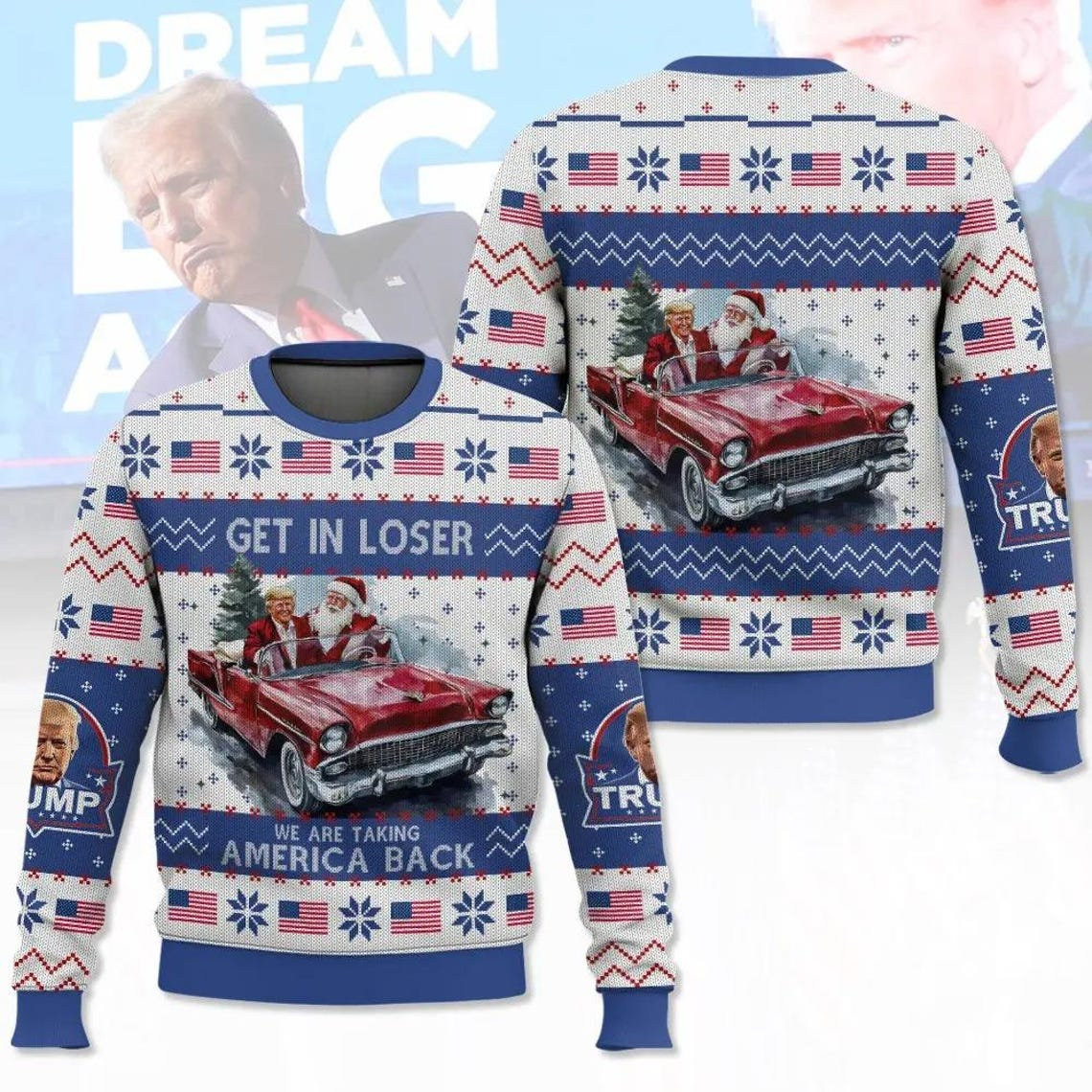 Trump2024 Taking America Back Funny Christmas Shirts, Political Ugly Christmas Sweater