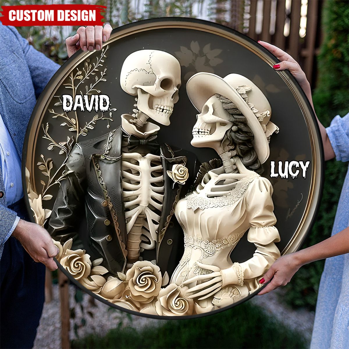 Skull Couple Personalized Wood Sign Wood Sign, Wood Signs For Home, Gift For Couple, Valentine's Day Gifts