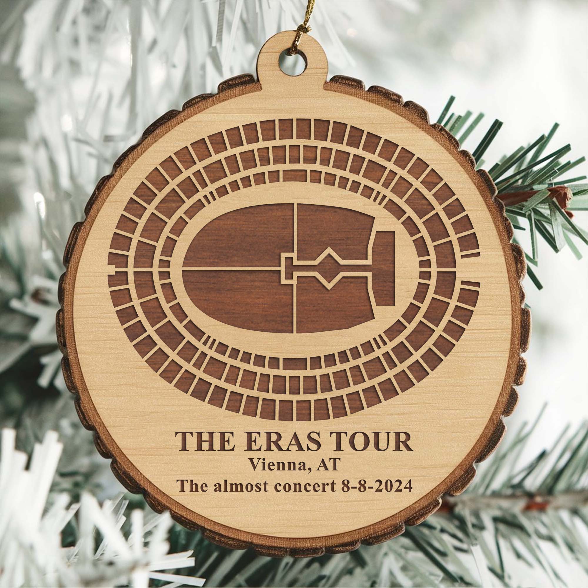 The Eras Tour Vienna Stadium Personalized Christmas Wood Ornament, Gift For Swifties