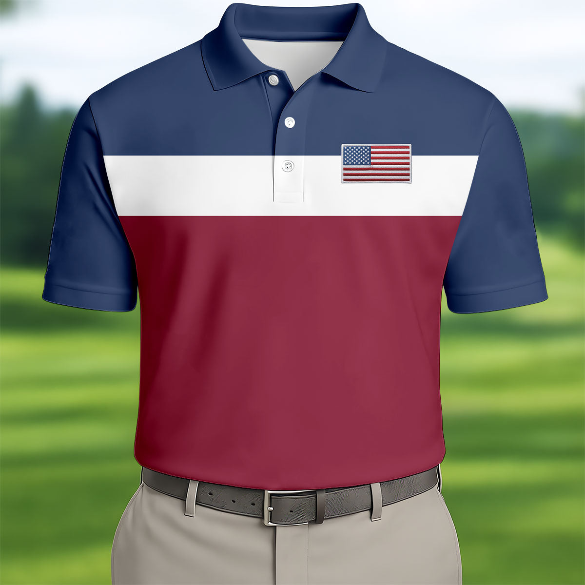 Red White Blue American Flag Polo, 250th Anniversary Cool 4th Of July Shirts, Polo Shirts For Men