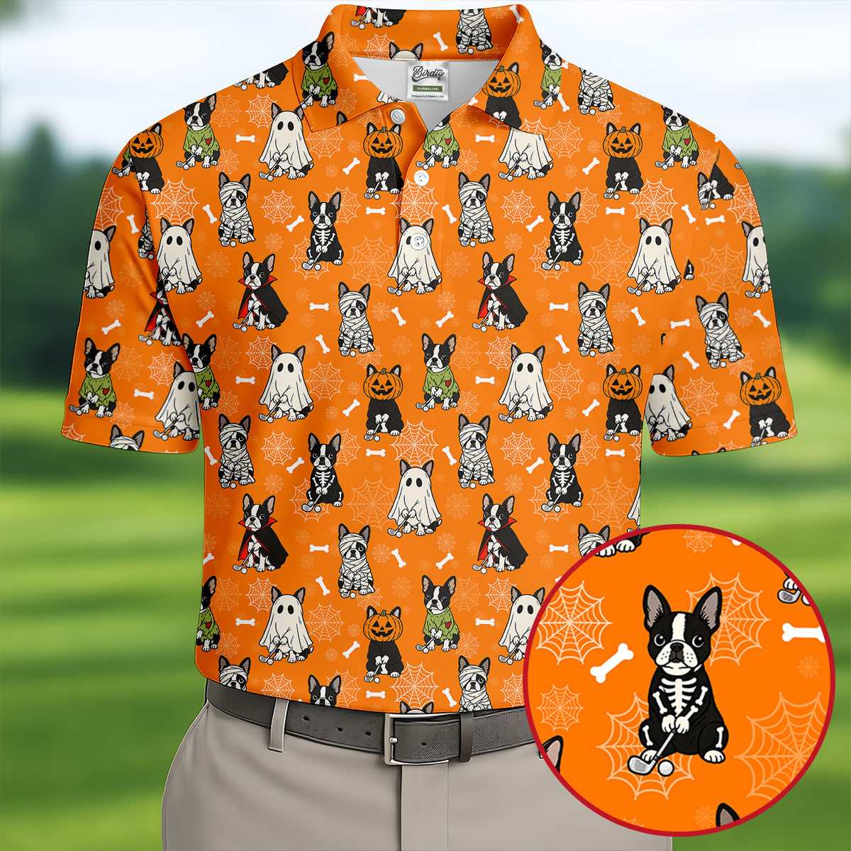 Halloween Dog Costume Pattern Golf Polo Shirt, Mens Golf Shirts, Polo Shirts For Men