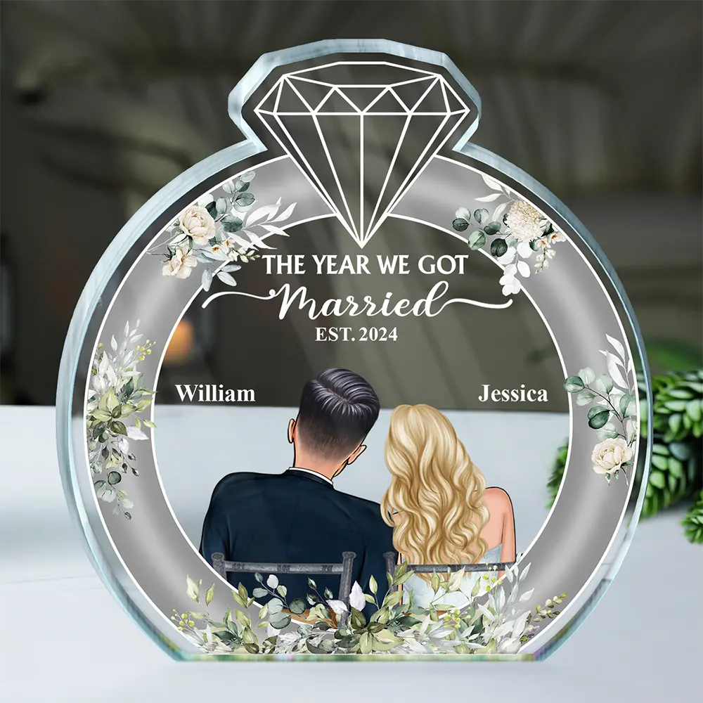 Personalized The Year We Got Engaged Acrylic Plaque, Married Couple Gift, Wedding Gift for Couple, Wedding Keepsake