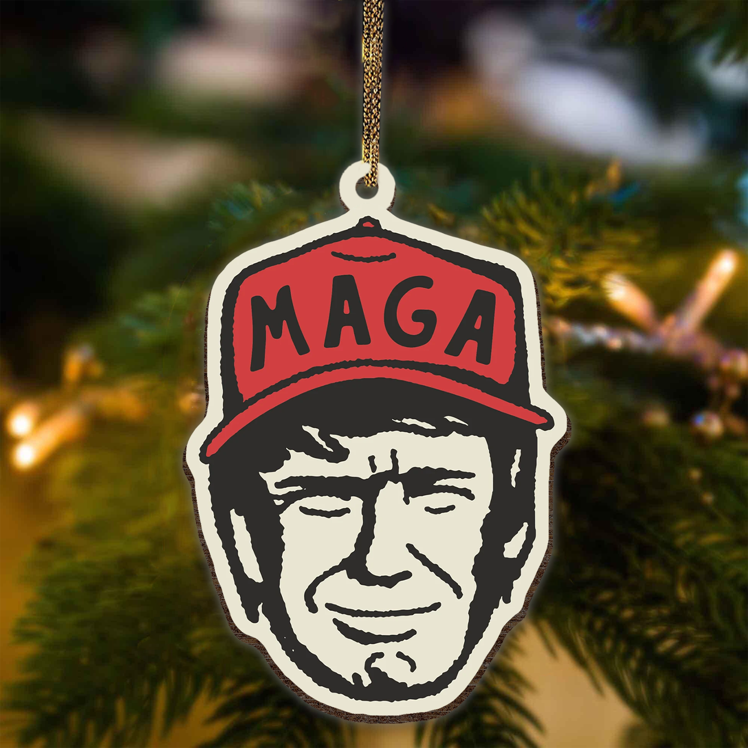 Trumpmaga Funny Acrylic Christmas Ornament, Trump 47th President Gifts