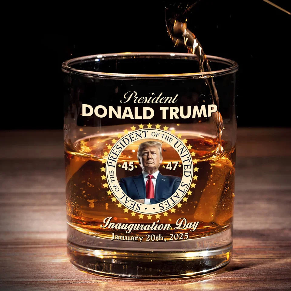 Inauguration Day 2025 Whiskey Glass, 47th US President Funny Glassware