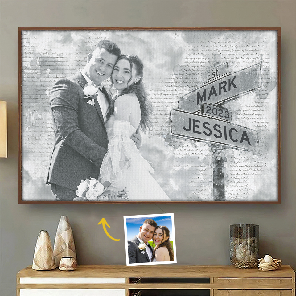 Custom Photo Couple Canvas, Wedding Couple Canvas Wall Art, Wedding Anniversary Gifts, Valentine's Couple Gifts