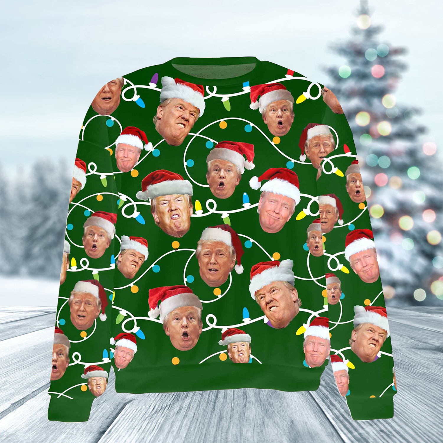 Trump2024 Santa Face Sweater, Funny Ugly Christmas Sweater, Christmas Gift