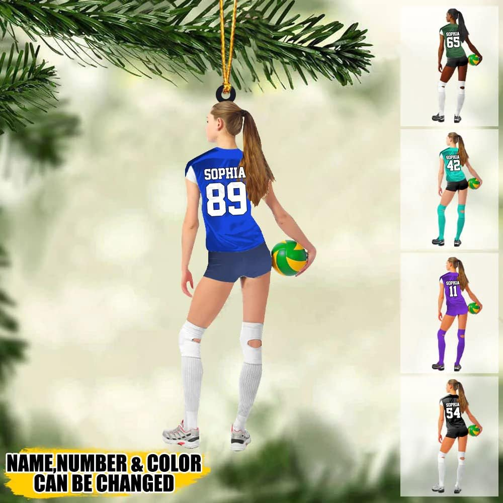 Personalized Volleyball Women Player Acrylic Ornament, Volleyball Player Gifts, Xmas Tree Decor