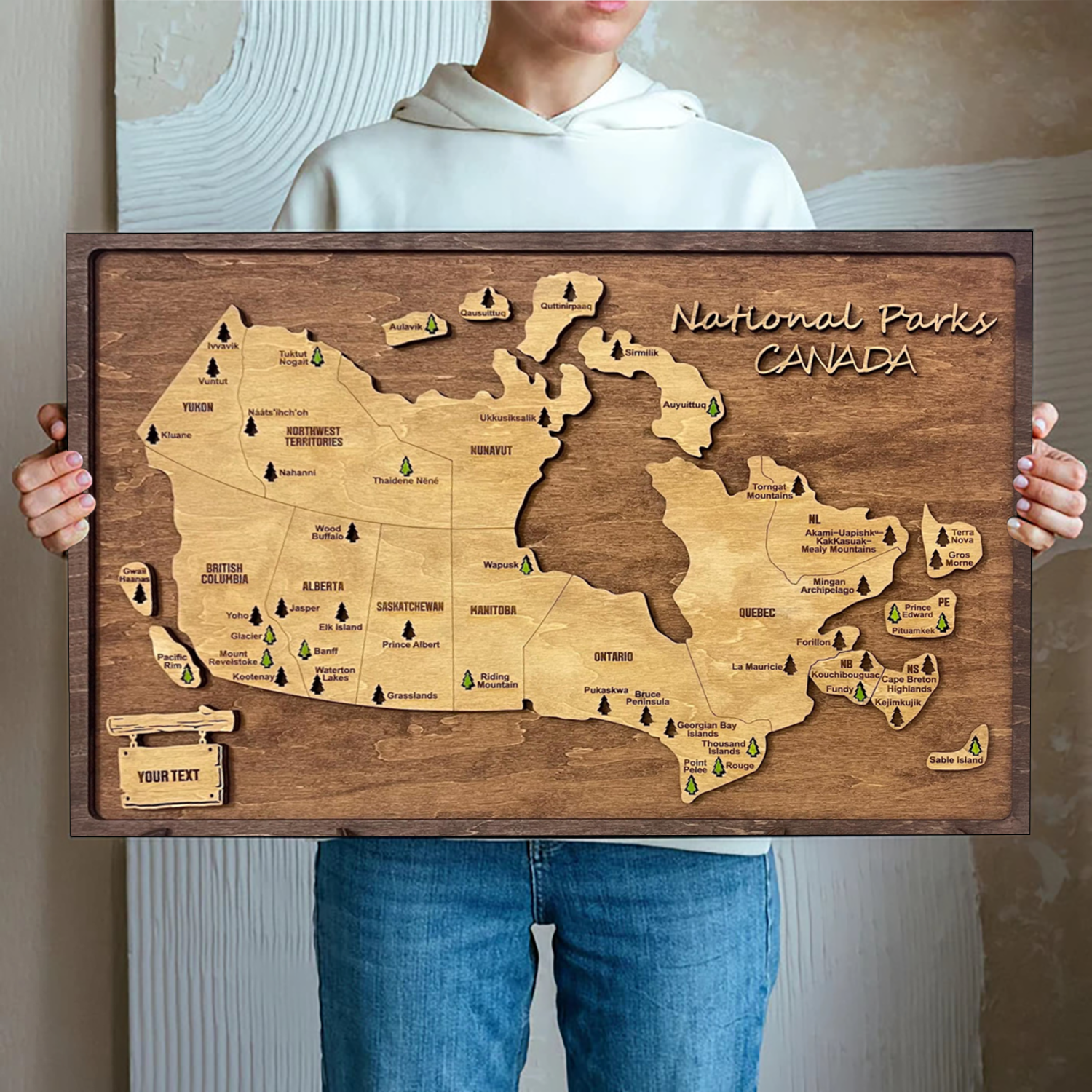 Personalized Canada National Park Map, Personalized Wooden Travel Map, Gift For Travelers