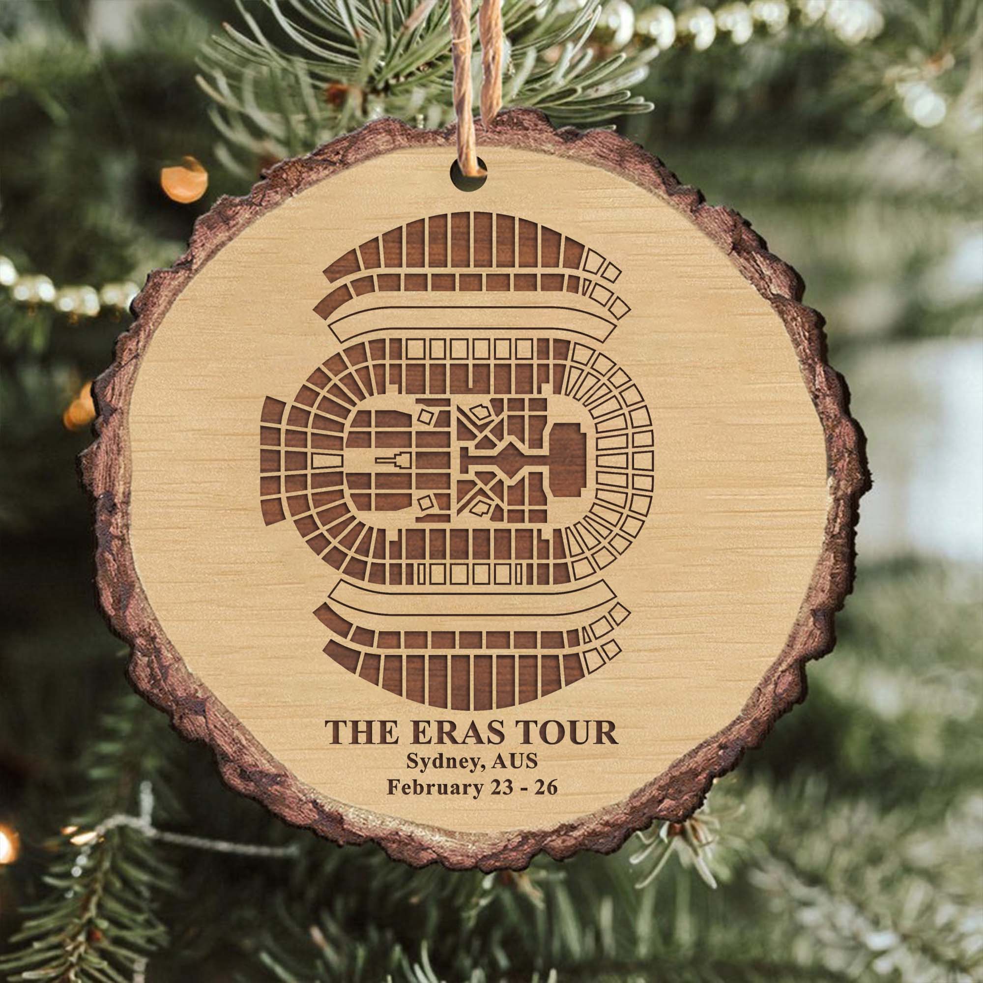 The Eras Tour Sydney Stadium Personalized Christmas Wood Ornament, Gift For Swifties