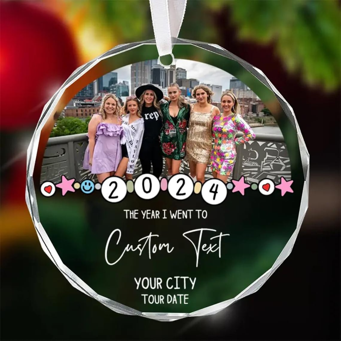 The Eras Tour Glass Ornaments, Custom Photo Ornament, 2024 Christmas G ...