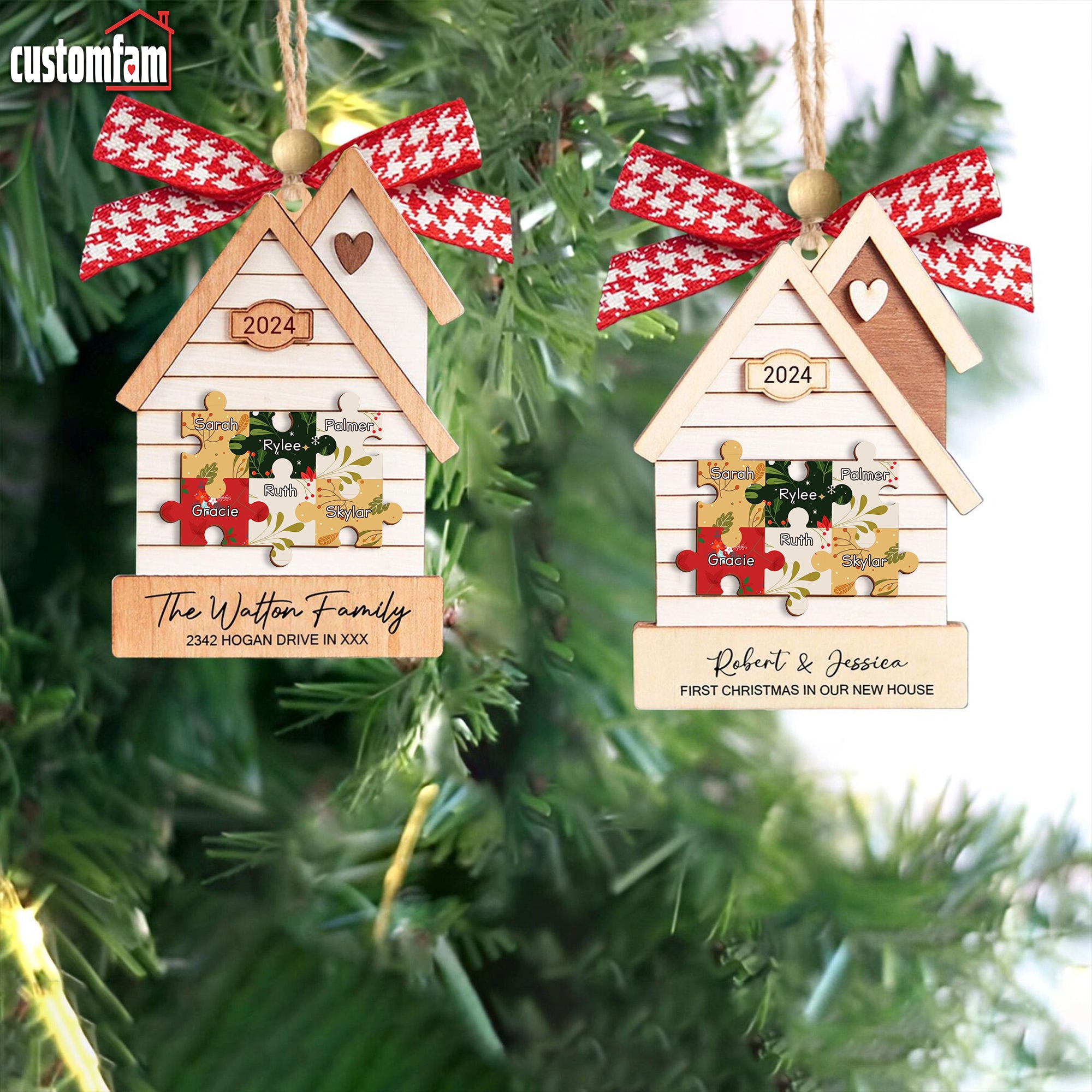 First Christmas In Our New Home Ornament, Custom Family Puzzle Ornament, Gift For New House