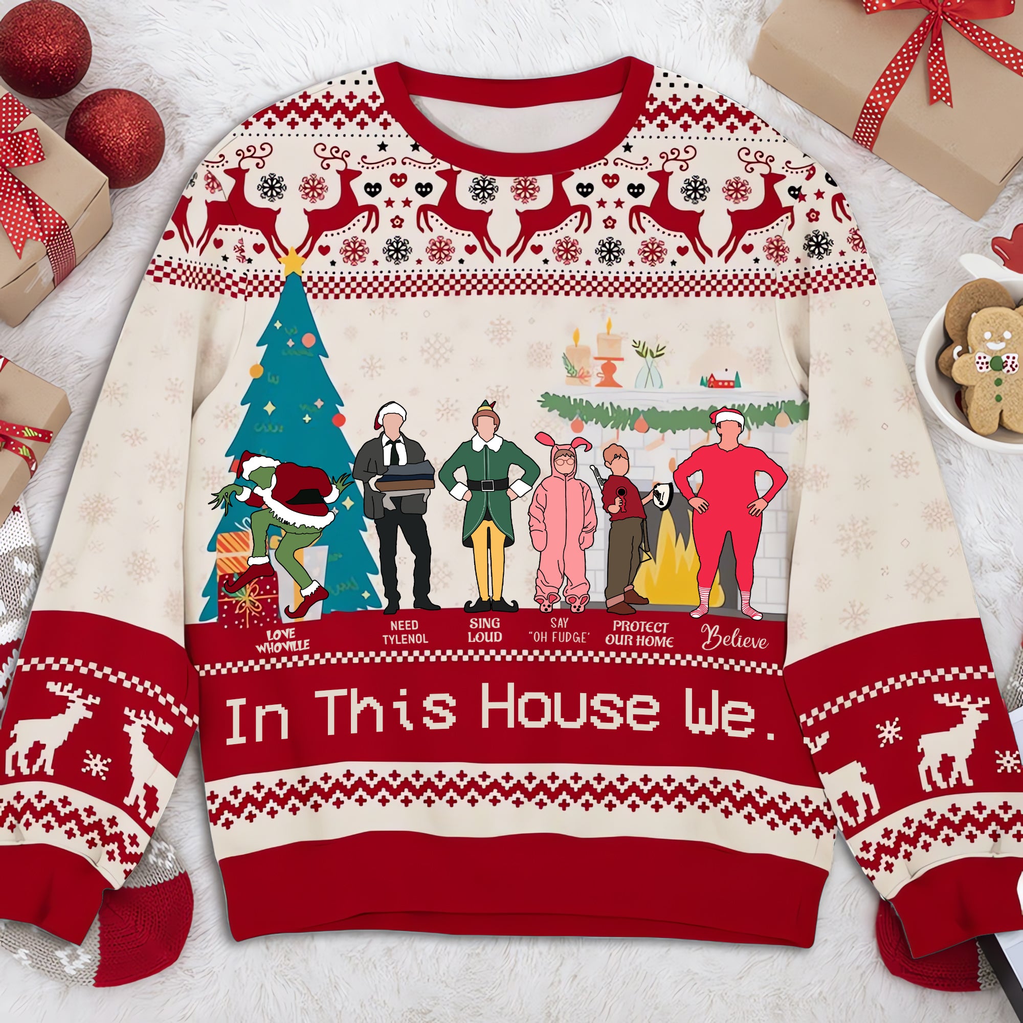 In This House We Grinch Funny Ugly Christmas Sweater, Christmas Gift