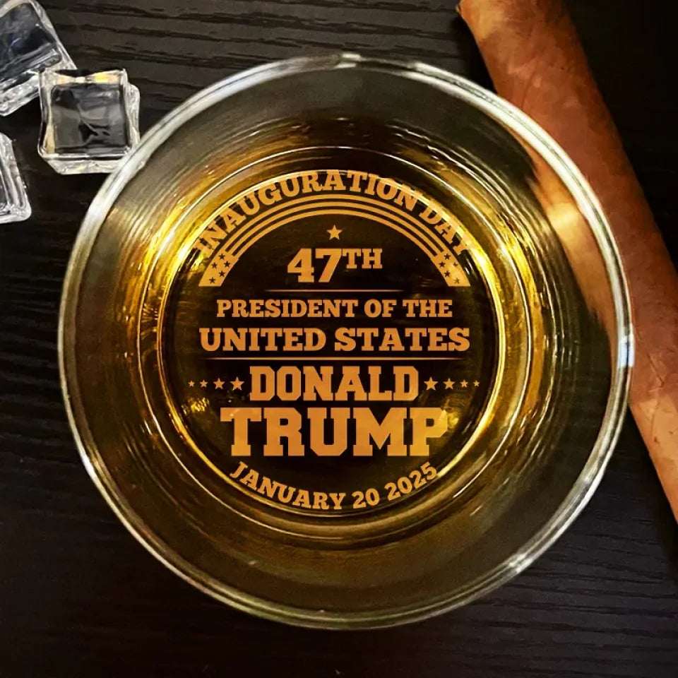 Inauguration Day 2025 Whiskey Glass, Trump2024 Old Fashioned Glass, Cool Gifts For Dad