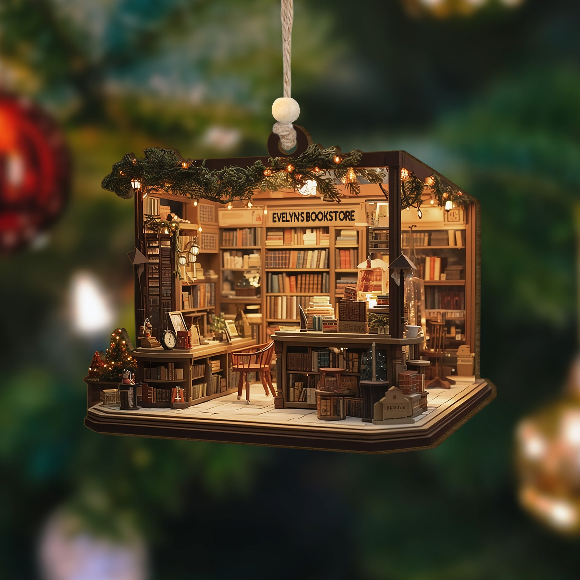 Personalized Bookstore Christmas Ornament, Christmas Acrylic Ornament, Gift Ideas For Book Lovers