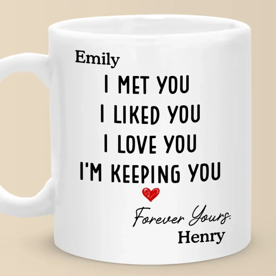 I Met You I Liked You I Love You Coffee Mug, Couple Mug, Personalized Gifts For Couple