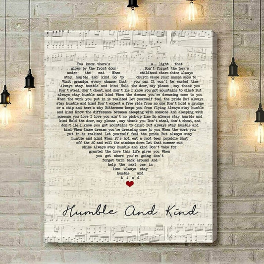 Humble And Kind Poster - Tim McGraw Script Heart Song Lyric Music Wrapped Canvas