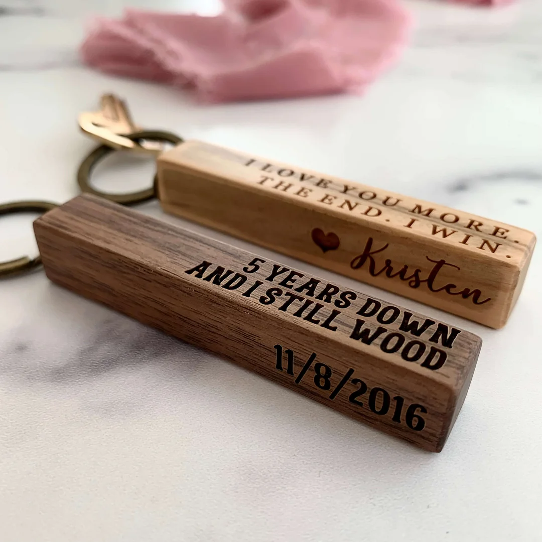 I Love You More The End I Win Wooden Keychain, Couple Keychain, Personalized Gifts For Couples