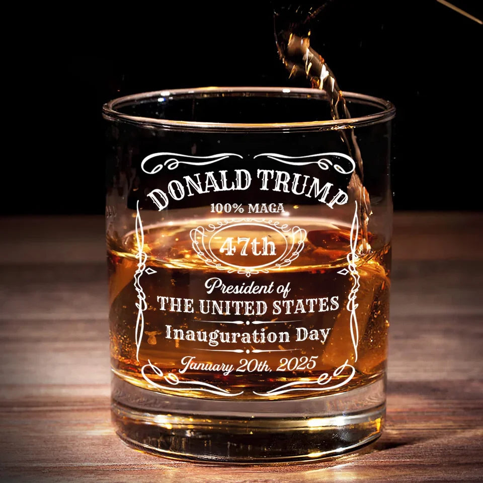 Trump2024 No.47, 47th US President Whiskey Glass, Patriotic Wine Glass, Presents For Dad