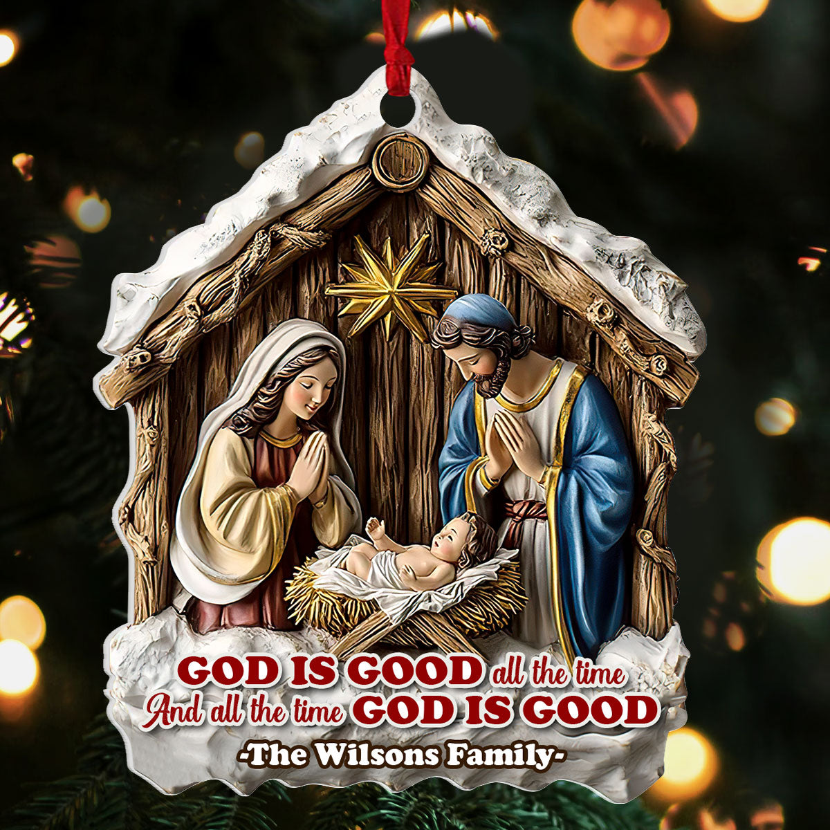 God Is Good All The Time Acrylic Ornament, Nativity Scene Christian Christmas Ornaments, Christian Gift