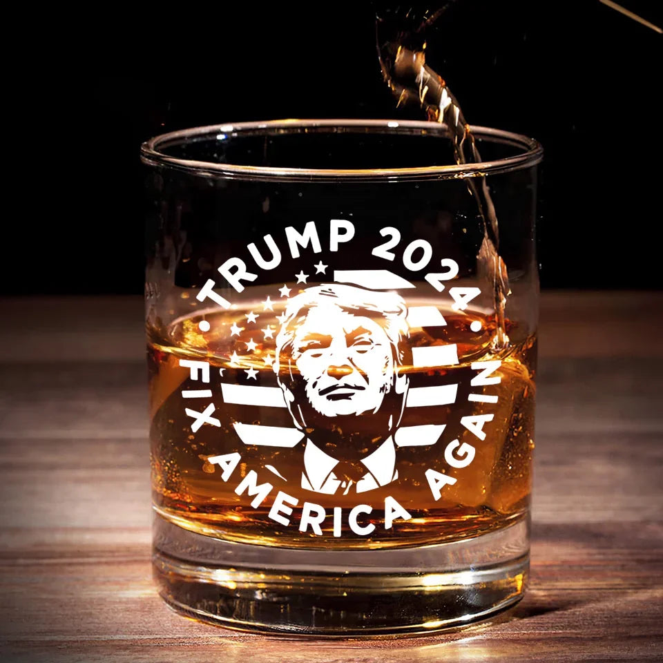 Making America Great Again Whiskey Glass, Trump2024 Old Fashioned Glass, Cool Christmas Gifts