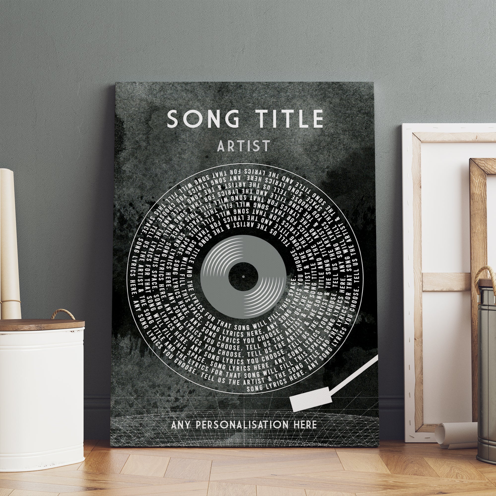 Personalized Vinyl Record & Needle Music Wall Art With Song Lyrics, Music Wall Decor