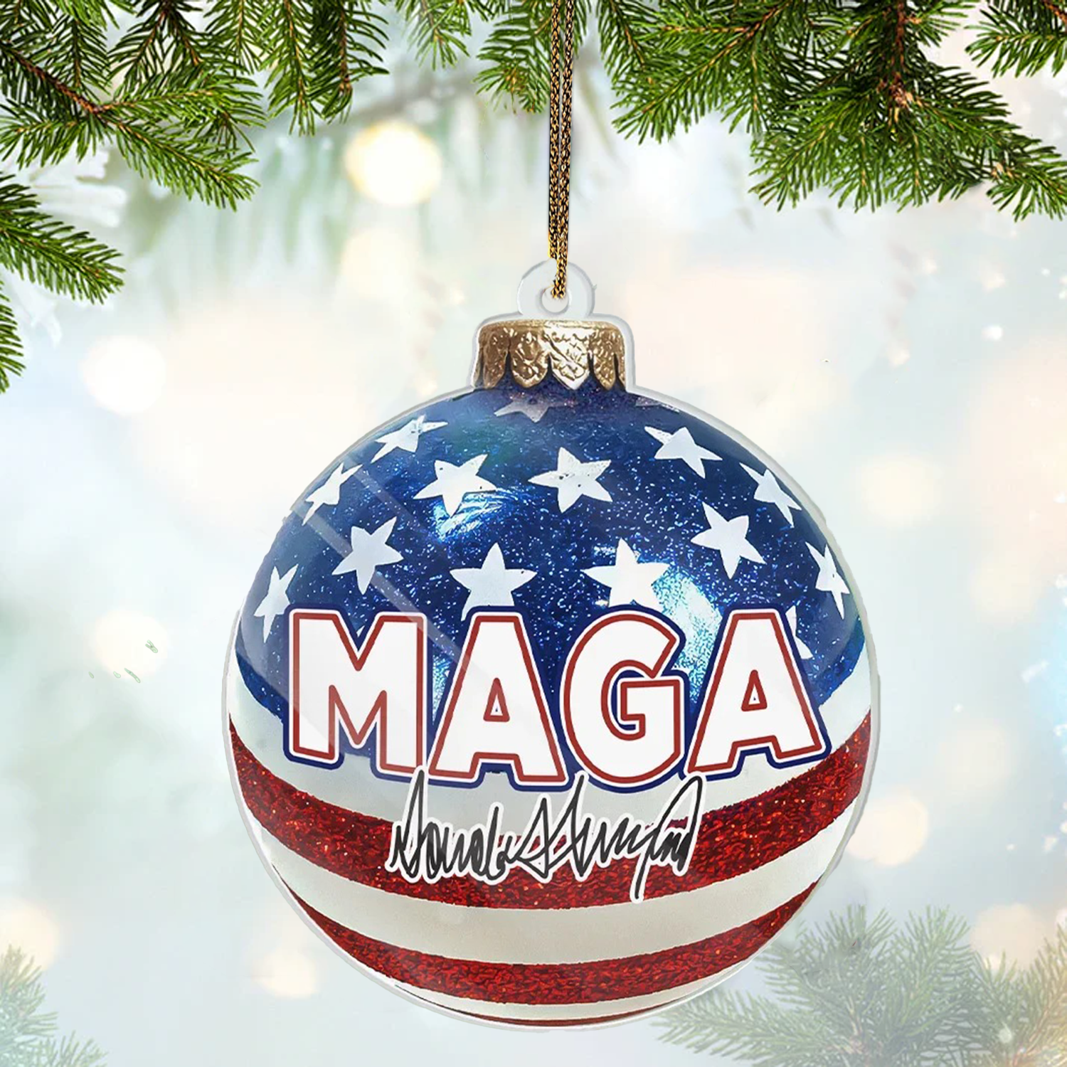 Trump MAGA Christmas Ornament, Trump 2024 America President Christmas Acrylic Ornament, Christmas Gift