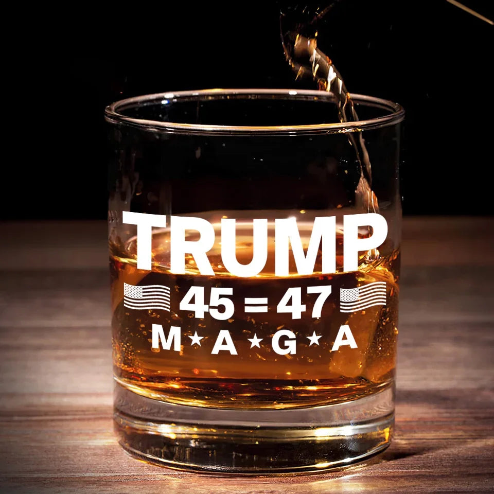 Trump47 MAGA2024 Whiskey Glass, 45 47 Wine Glass, Presents For Dad