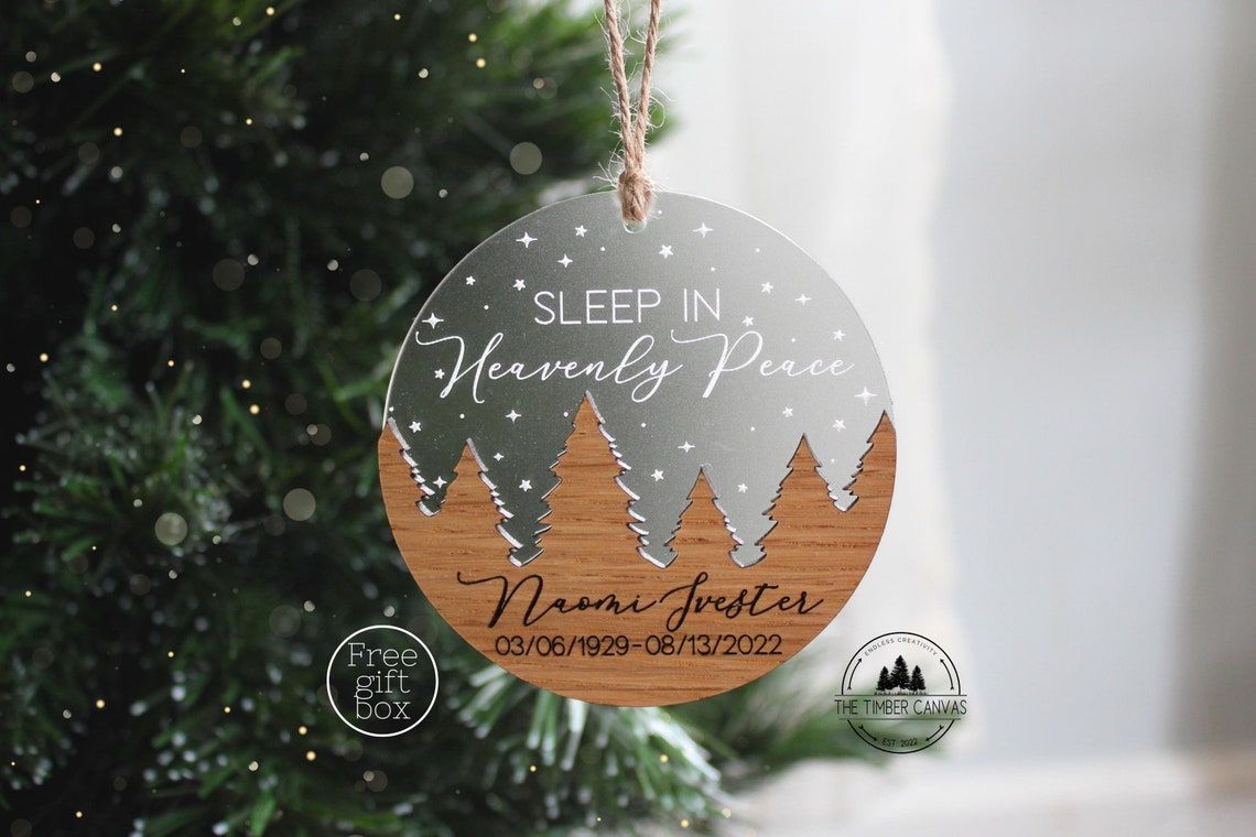 Personalized Sleep in Heavenly Peace Ornaments, Christmas Memorial Ornament, Remembrance Gift