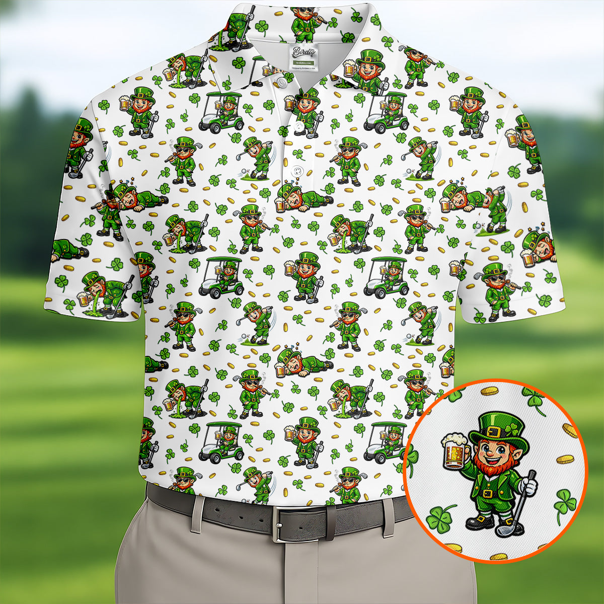 Funny Gnome Golf And Beer Green Shamrocks Mardi Gras Golf Shirt, Golf Tops For Men, Polo For Men