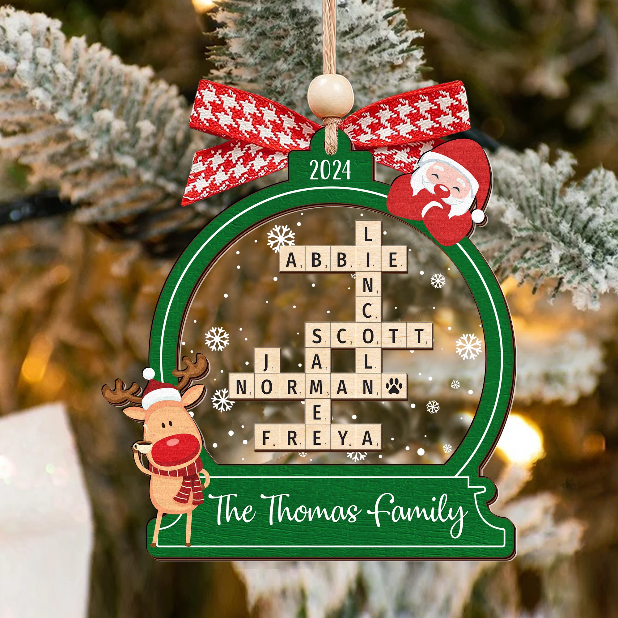 Crossword Family Names Christmas Ornament, Custom Family Ornaments, Family Xmas Ornaments