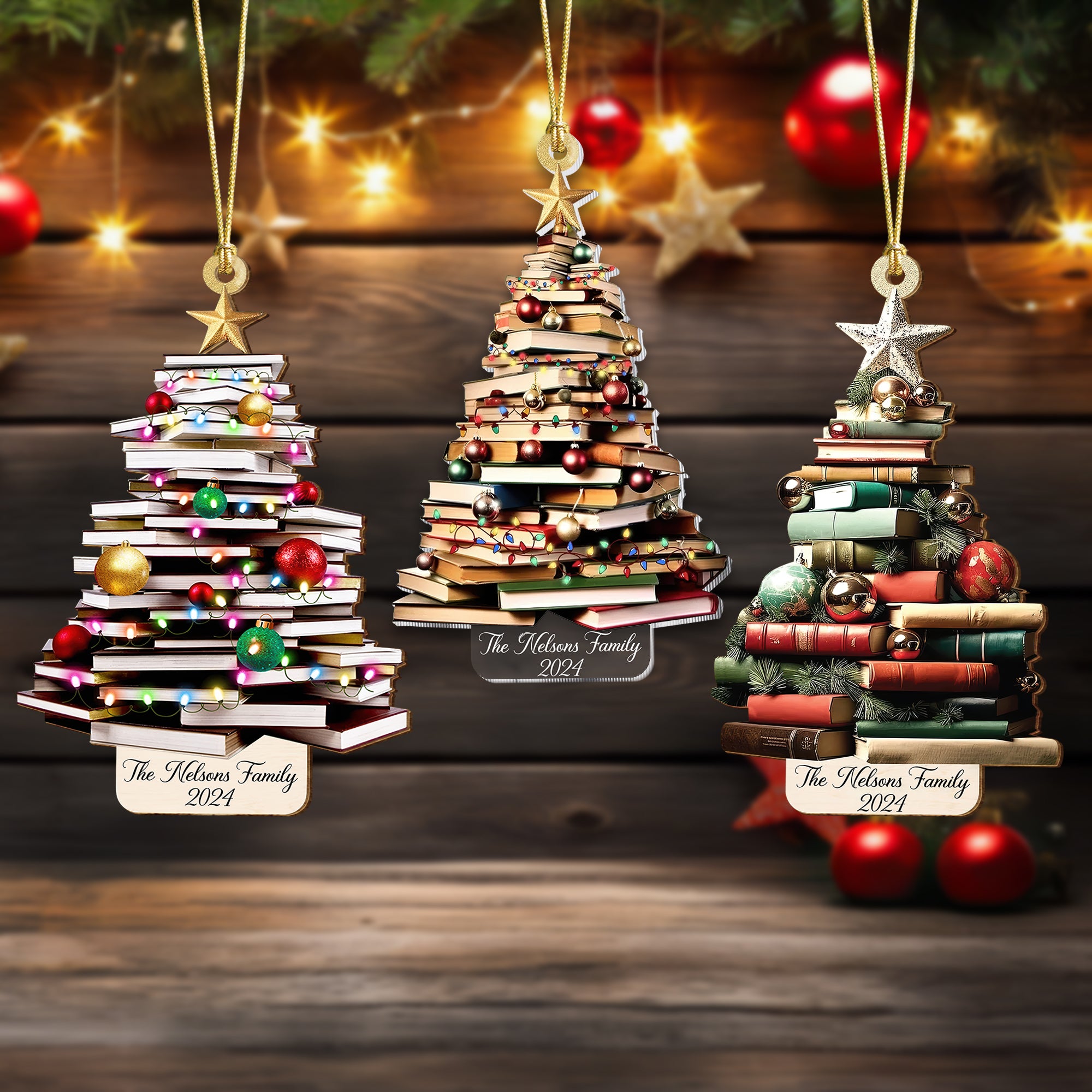 Personalized Christmas Book Tree Ornament, Book Lover Christmas Ornament