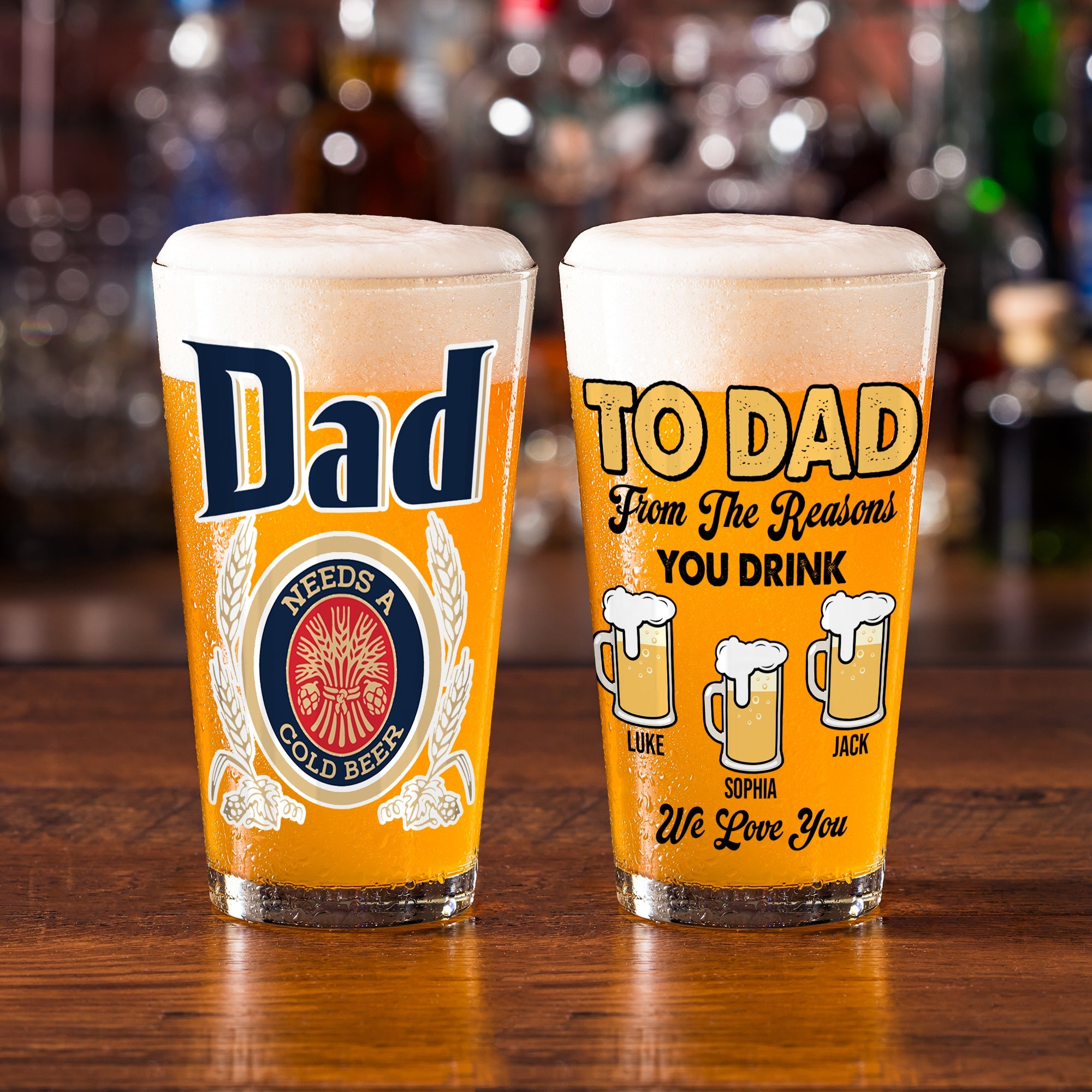 Personalized Dad Beer Glass, Fathers Day Gift, Gift For Dad