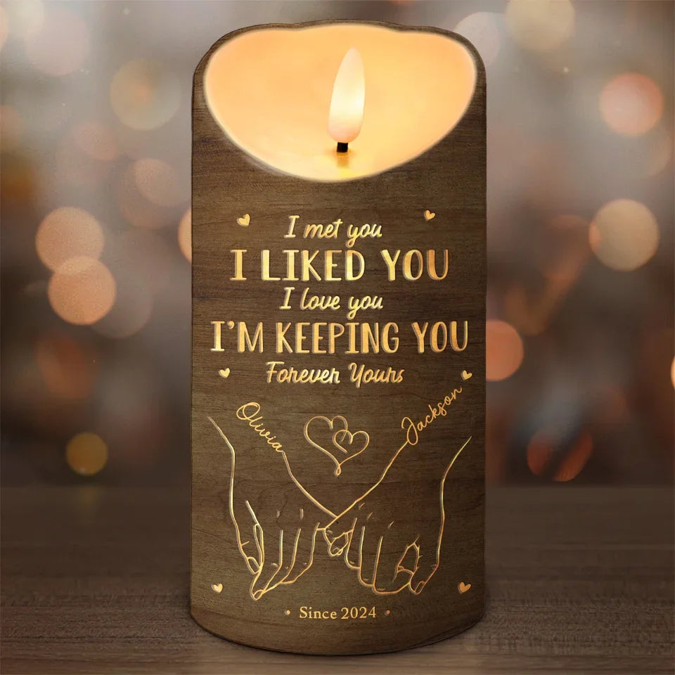 I Met You I Liked You I Love You  Flameless LED Candle, Personalized Led Candles, Wedding Anniversary Gifts