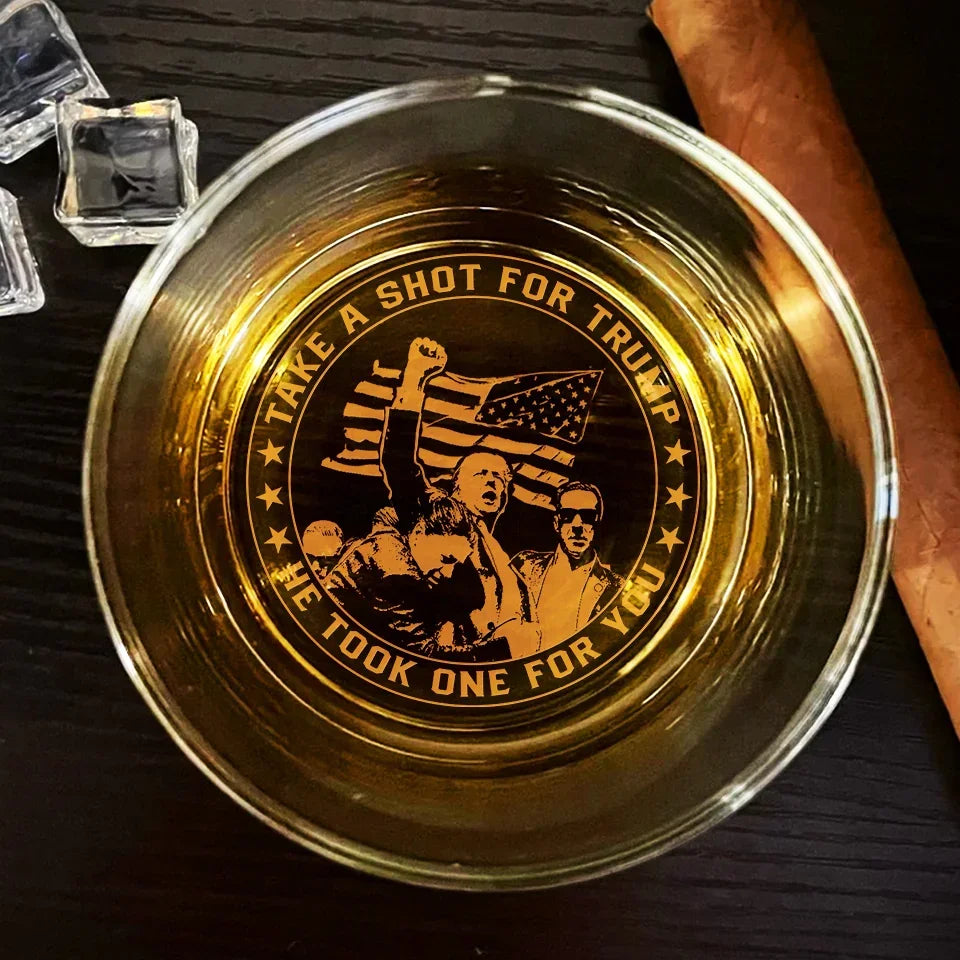 Take A Shot For Trump2024 Whiskey Glass, Trumpfight Old Fashioned Glass, Cool Christmas Gifts