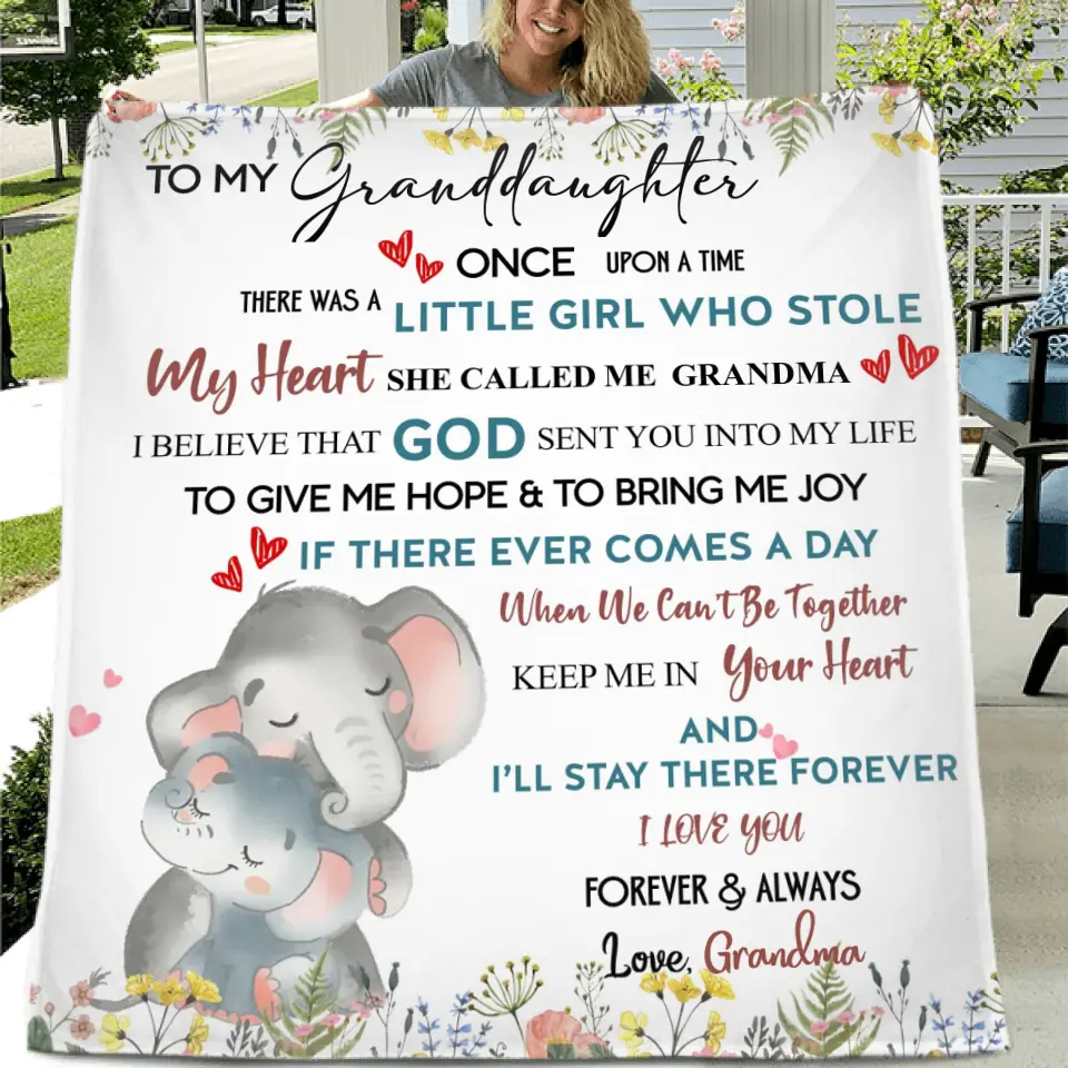 To My Granddaughter I Love You Forever Personalized Custom Name Blanket, Grandaughter Blanket