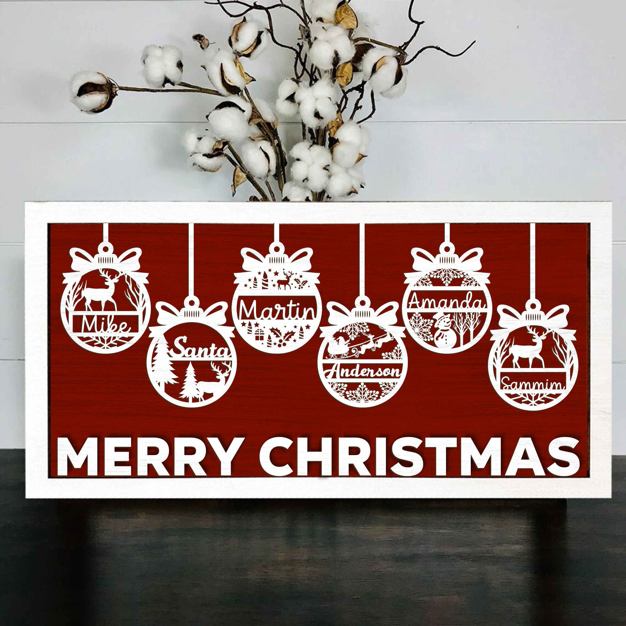 Merry Christmas Personalized Family Name Sign, Christmas Gift For Family