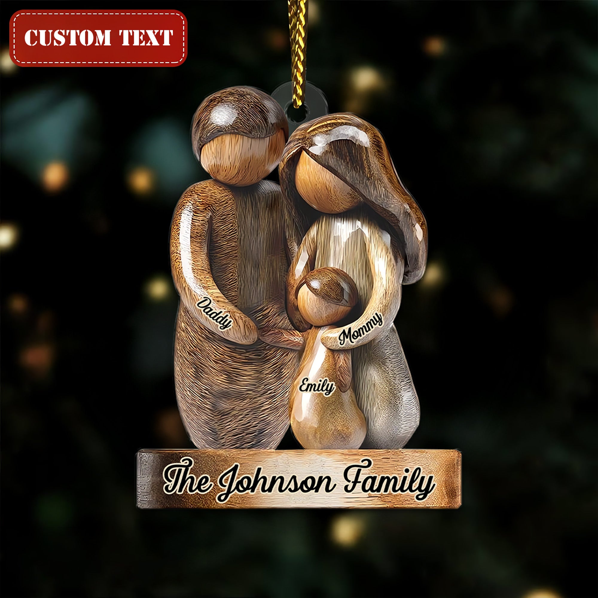 A Happy Family Custom Name Acrylic Ornament, Family Christmas Decor, Family Ornament